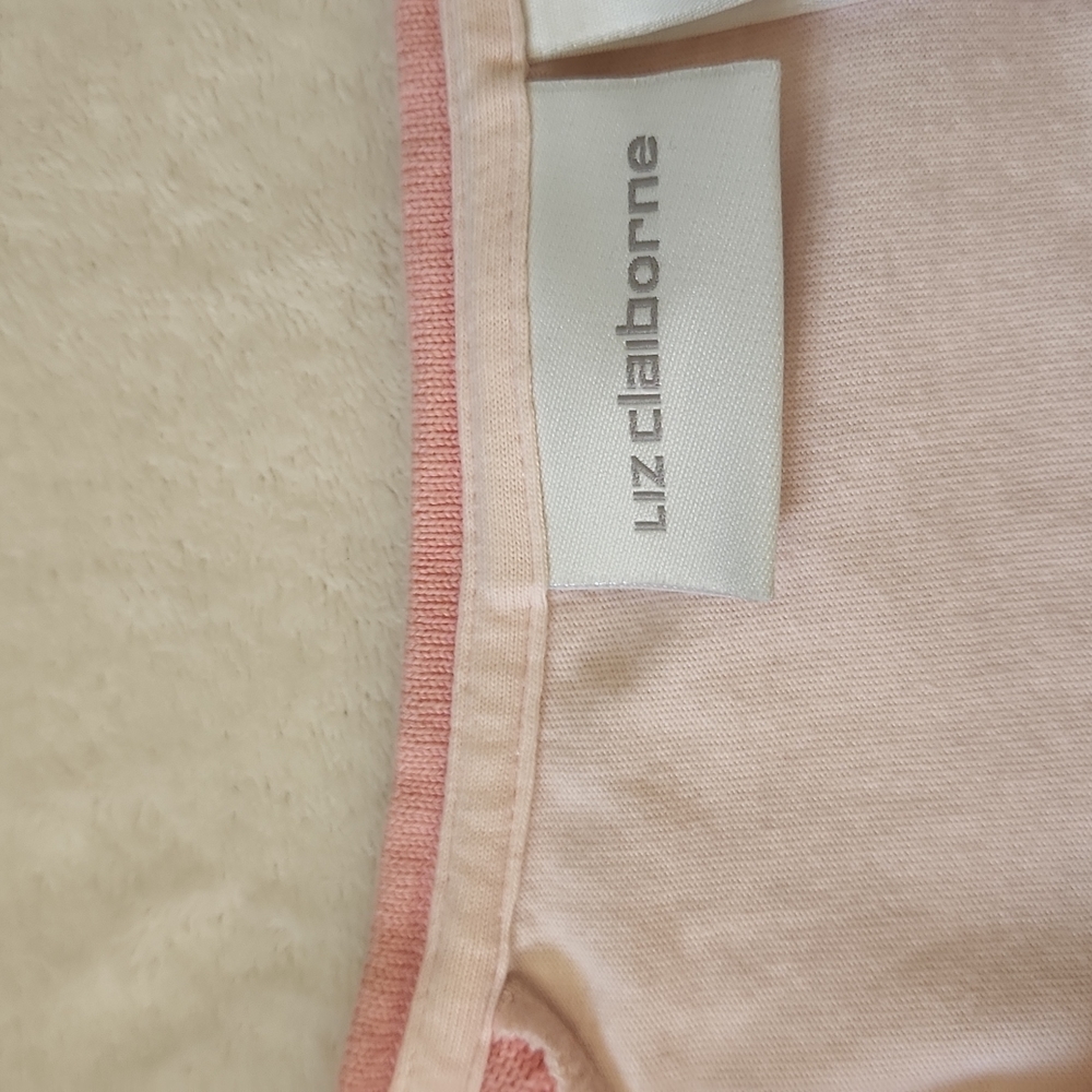 Liz Claiborne Sz L Drk Pink At Shoulders,Light Pink Body Wcascade Flowers - Picture 4 of 10